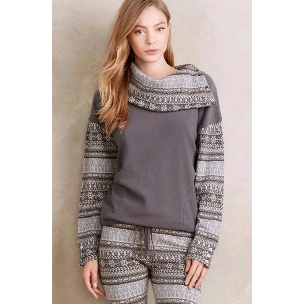 Anthropologie Saturday Sunday Sweater Womens SZ M Gray Cowl Neck Wool Blend